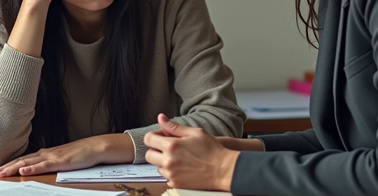 A woman seeking legal advice about asylum application obstacles
